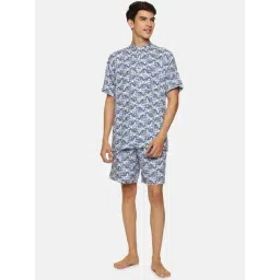 Don Vino Light Blue Regular Fit Printed Shirt & Shorts Set-picture-21