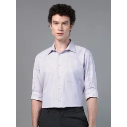 DON VINO Men Comfort Cutaway Collar Vertical Striped Cotton Slim Fit Formal Shirt-picture-26