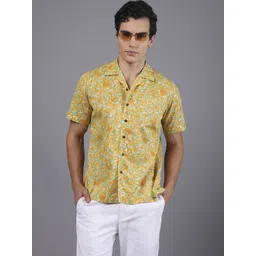 DON VINO Men India Slim Cuban Collar Floral Printed Cotton Casual Shirt-picture-19