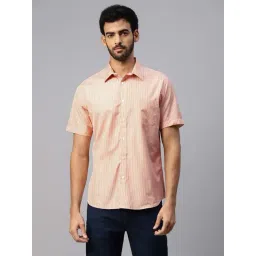 Don Vino Orange Slim Fit Striped Shirt-picture-33