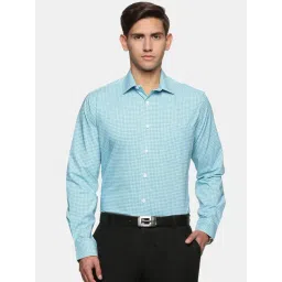 Don Vino Turquoise Regular Fit Check Shirt-picture-21