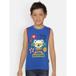 dongli Boys Blue Printed Round Neck Pure Cotton T-shirt-picture-16