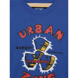 dongli Boys Blue Printed Round Neck T-shirt image 3