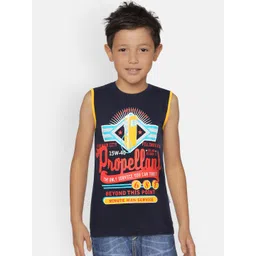 dongli Boys Navy Blue Printed Round Neck T-shirt-picture-13