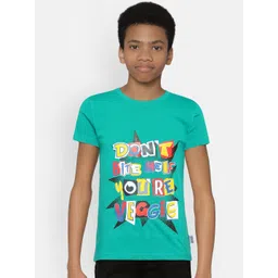 dongli Boys Turquoise Blue Printed Round Neck T-shirt-picture-39