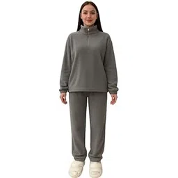 donson Women Winter Thermal Fleece Co-ord Set Pajama Included (Grey)-picture-20