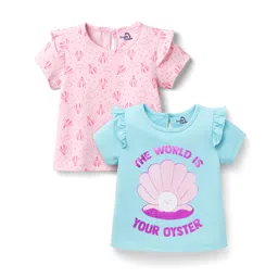 Doodle Poodle 100% Cotton Half Sleeves Top With Air Balloon Print Pack Of 2 - Pink & Light Blue-picture-27
