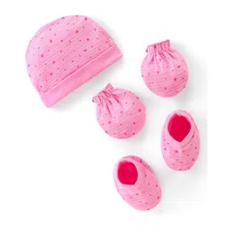 Doodle Poodle 100% Cotton Interlock Knit Cap Mittens & Booties with Star Print Pink- Diameter 10 cm-picture-26