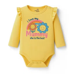 Doodle Poodle 100% Cotton Interlock Knit Full Sleeves Onesies With Text Print - Yellow-picture-22
