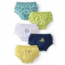 Doodle Poodle 100% Cotton Knit Floral Print Panties Pack Of 5 - Multicolour-picture-27