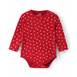 Doodle Poodle 100% Cotton Knit Full Sleeves Heart Printed Onesies Pack of 2 - Blue & Red image 4