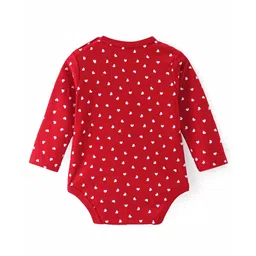 Doodle Poodle 100% Cotton Knit Full Sleeves Heart Printed Onesies Pack of 2 - Blue & Red image 5