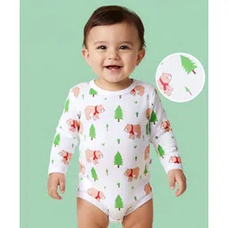 Doodle Poodle 100% Cotton Knit Full Sleeves Onesie With Bear Print - White-picture-21