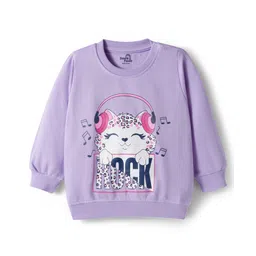 Doodle Poodle 100% Cotton Knit Full Sleeves Sweatshirt With Cat Print - Lavender-picture-27