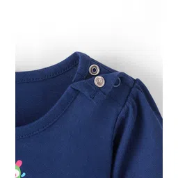 Doodle Poodle 100% Cotton Knit Full Sleeves Top with Text Print -Navy Blue image 3