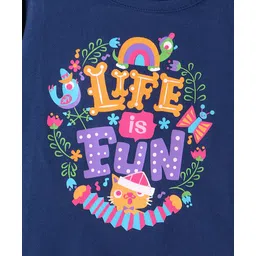 Doodle Poodle 100% Cotton Knit Full Sleeves Top with Text Print -Navy Blue image 4