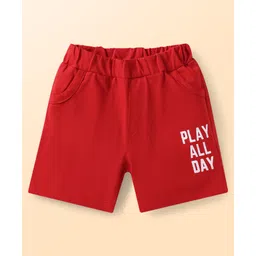 Doodle Poodle 100% Cotton Knit Knee Length Shorts With Rugby Print Pack of 3 - Red Navy Blue & Orange image 4