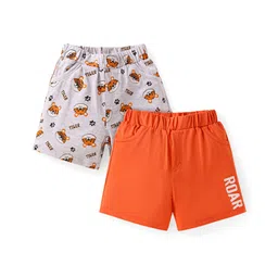 Doodle Poodle 100% Cotton Knit Knee Length Shorts with Tiger Print Pack of 2 - Orange & Grey-picture-23