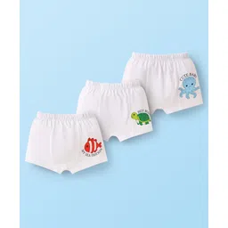 Doodle Poodle 100% Cotton Knit Sea Animals Printed Trunks Pack Of 3 -White-picture-10