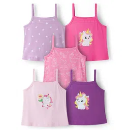 Doodle Poodle 100% Cotton Knit Singlet Sleeves Unicorn Printed Slips Pack of 5 - Multicolor-picture-10