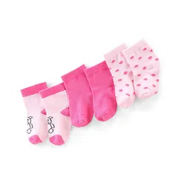 Doodle Poodle 100% Cotton Rich Ankle Length Teddy Design Socks Pack of 3 - Pink-picture-20