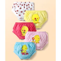 Doodle Poodle 100% Cotton Single Jersey Knit Panties with Ducky & Floral Print Pack of 5 - Multicolor-picture-11