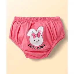 Doodle Poodle 100% Cotton Single Jersey Knit Panties With Floral & Bunny Print Pack Of 3 - Pink White & Red image 2