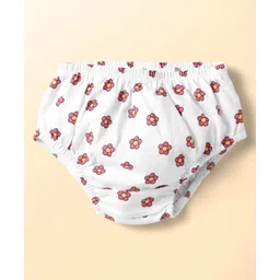 Doodle Poodle 100% Cotton Single Jersey Knit Panties With Floral & Bunny Print Pack Of 3 - Pink White & Red image 4