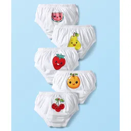 Doodle Poodle 100% Cotton Single Jersey Knit Panties with Fruit Print Pack of 5 - White-picture-12