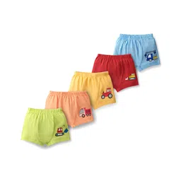 Doodle Poodle 100% Cotton Single Jersey Knit Trunks With Vehicle Print Pack Of 5 - Multicolour-picture-28