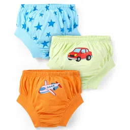 Doodle Poodle 100% Cotton Vehicle & Star Printed Briefs Pack of 3 - Limegreen Light Blue & Orange-picture-27