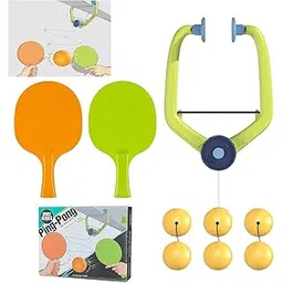 Door Ping Pong Game Over The Door, Adjustable Doorway Game Pingpong Trainer Door Jam Pingpong Starter Kit for Door Frame Hanging Table Tennis Trainer Portable Set for Kids with Racket and Balls(1SET)-image-0