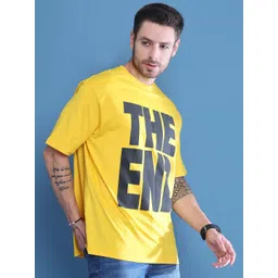 DOOR74 Men Typography Printed Drop-Shoulder Sleeves T-shirt-picture-24