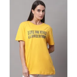 DOOR74 Typography Printed Drop-Shoulder Sleeves Cotton T-shirt-picture-26