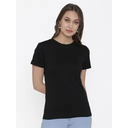 DOOR74 Women Black Cotton T-shirt-picture-27