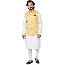 doorzi Men's Brocade Self-Textured Nehru Jacket-picture-40