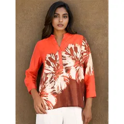 Dora Dori Print Mandarin Collar Top-picture-14