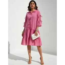 Dora Dori Striped Slit Sleeve A-Line Midi Dress-picture-30