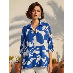 Dora Dori Women Cotton Abstract Printed Shirt With Tassel-picture-23