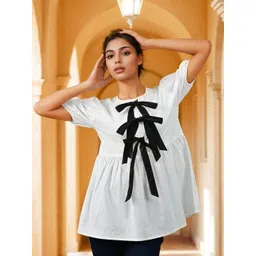 Dora Dori Women Pure Cotton Bow Peplum Top-picture-39
