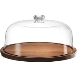 doratik Wooden Cake Stand with Acrylic Dome, Round Cake Dessert Serving Tray Platter Acrylic, Wooden Cake Server-picture-28
