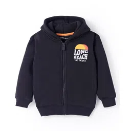 Doreme Fleece Knit Full Sleeves Hooded Sweatjacket Text Print - Charcoal Grey-picture-30