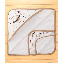 Doreme Interlock Knit Hooded Towel & Wrappers With Space Print L 82 x B 81 cm - Cream-picture-27