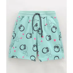 Doreme Knee Length Shorts Headphone Print - Green-picture-18