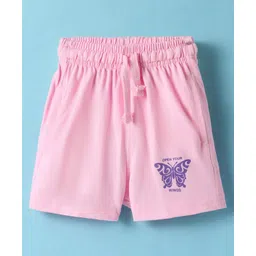 Doreme Single Jersey Knit Above Knee Length Shorts With Butterfly Print - Light Pink-picture-15