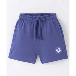 Doreme Single Jersey Knit Above Knee Length Shorts With Logo Print - Blue-picture-33
