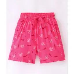 Doreme Single Jersey Knit Knee length Shorts With Heart & Text Print-  Pink-picture-22
