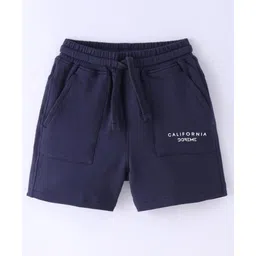 Doreme Single Jersey Knit Shorts With Text Print - Navy Blue-image-7