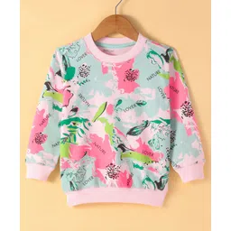 Doreme Terry Knitted Full Sleeves Sweatshirt With Floral & Text Print - Light Pink-picture-24
