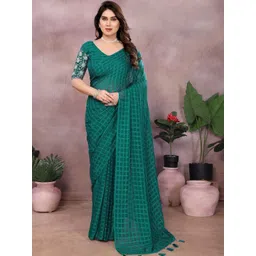 Dori Checked Embellished Beads and Stones Saree-picture-14